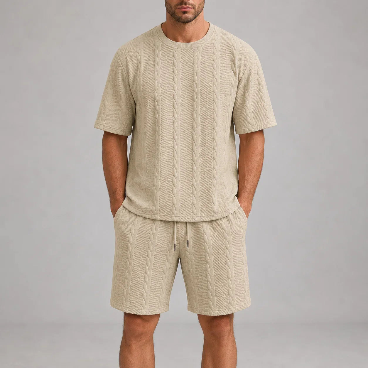 Men’s Short Sleeve Shirt and Shorts Set Casual Relaxed Fit Lounge Outfit