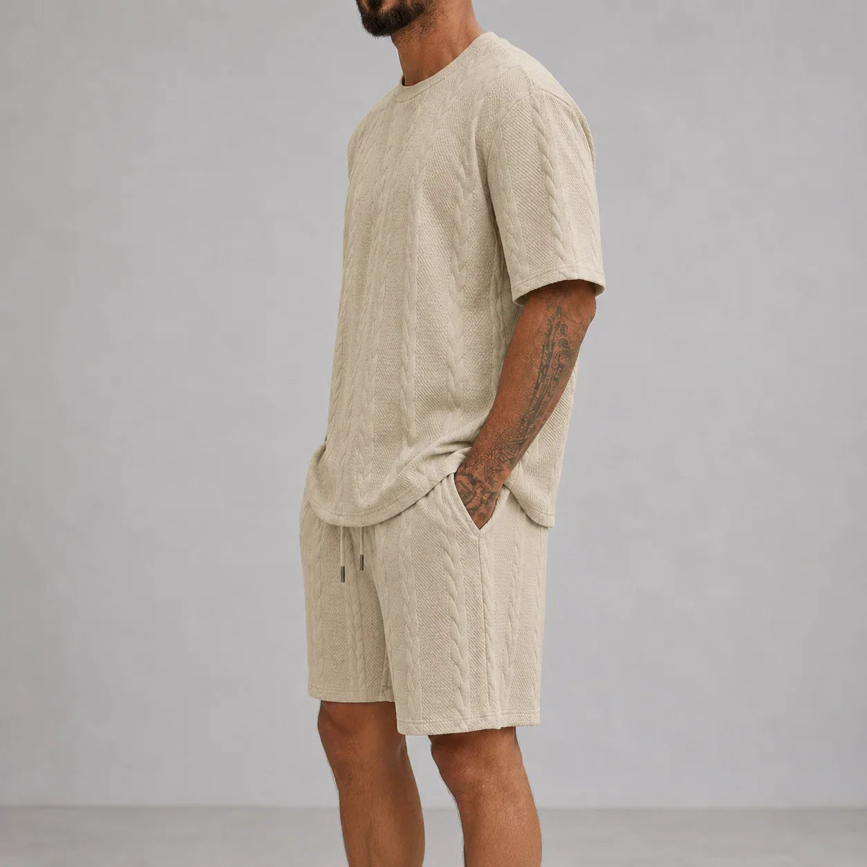 Men’s Short Sleeve Shirt and Shorts Set Casual Relaxed Fit Lounge Outfit