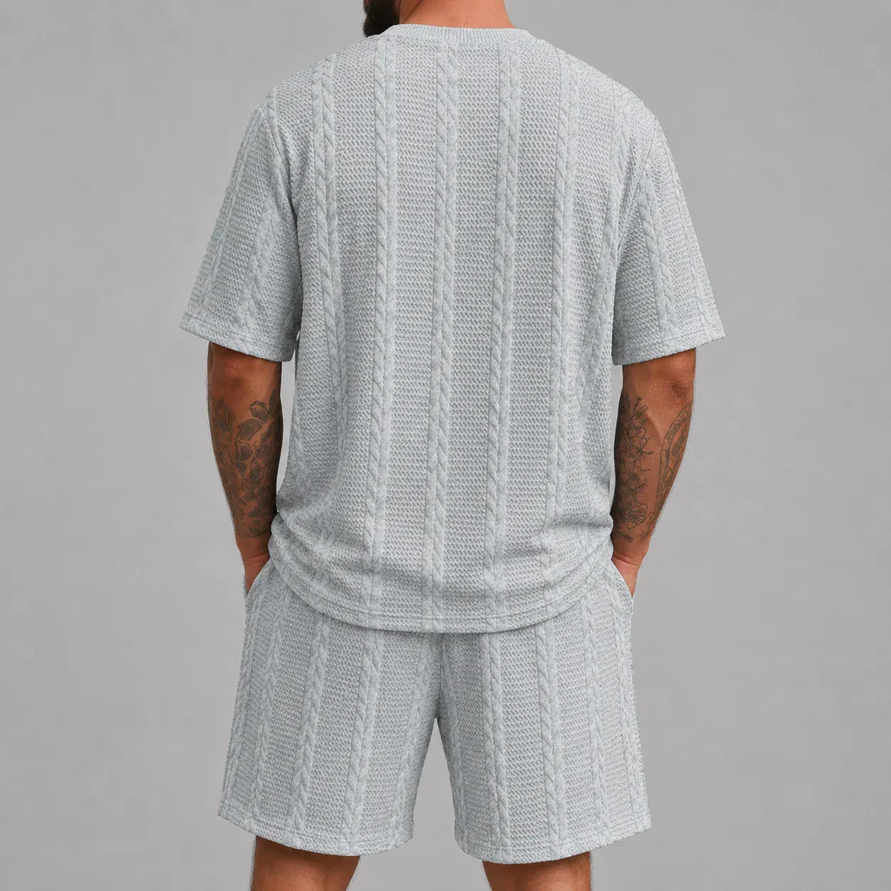 Men’s Short Sleeve Shirt and Shorts Set Casual Relaxed Fit Lounge Outfit