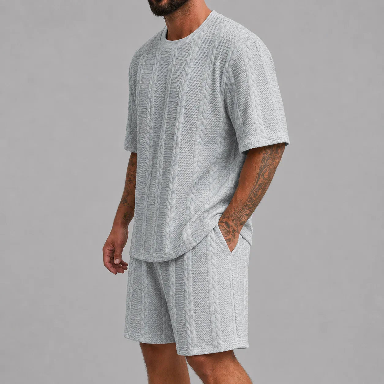Men’s Short Sleeve Shirt and Shorts Set Casual Relaxed Fit Lounge Outfit