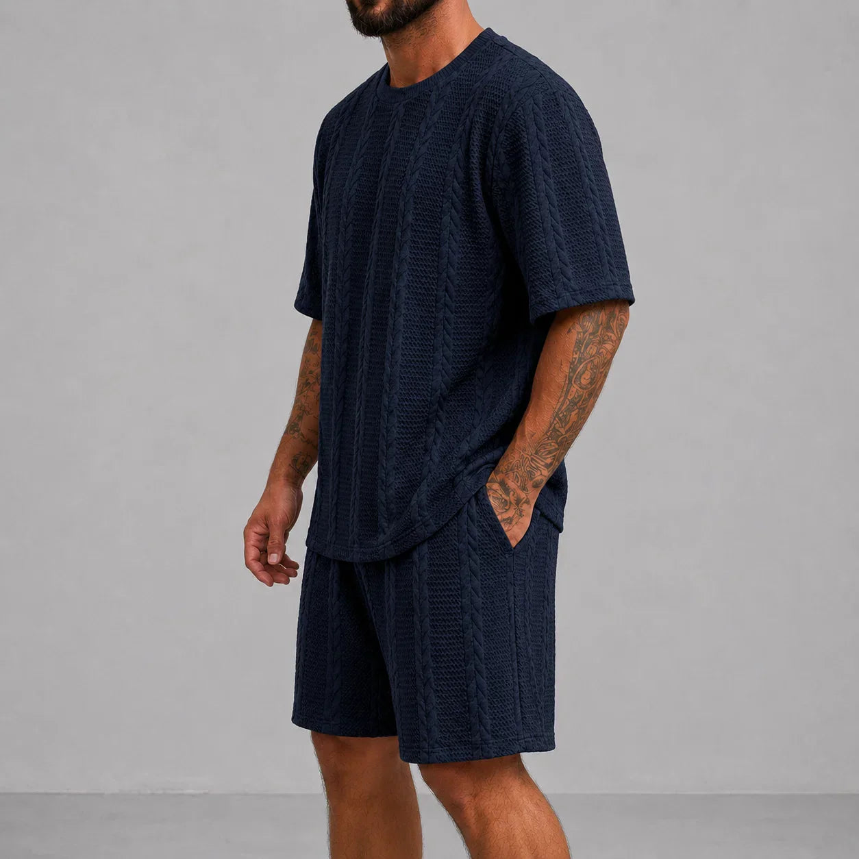 Men’s Short Sleeve Shirt and Shorts Set Casual Relaxed Fit Lounge Outfit