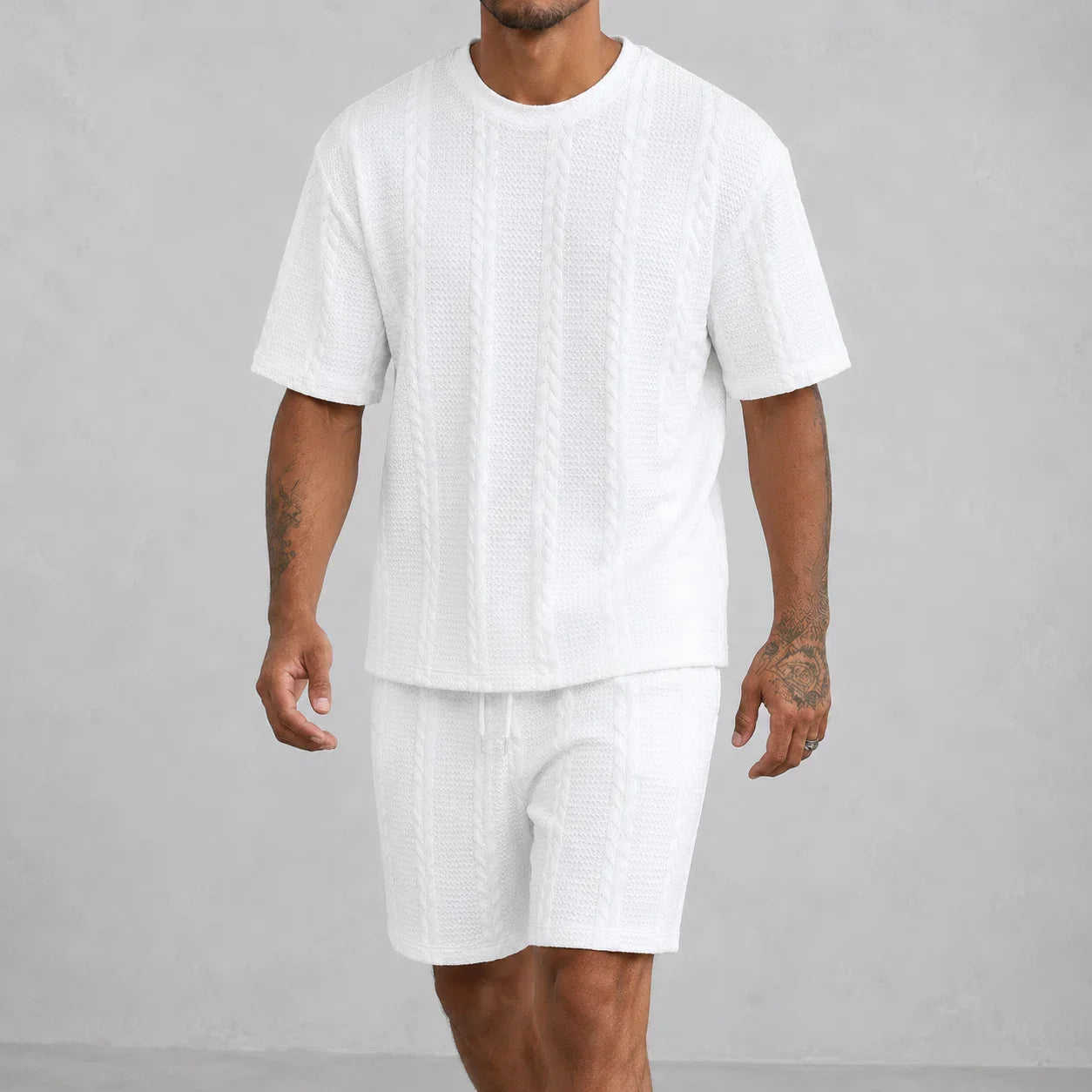 Men’s Short Sleeve Shirt and Shorts Set Casual Relaxed Fit Lounge Outfit