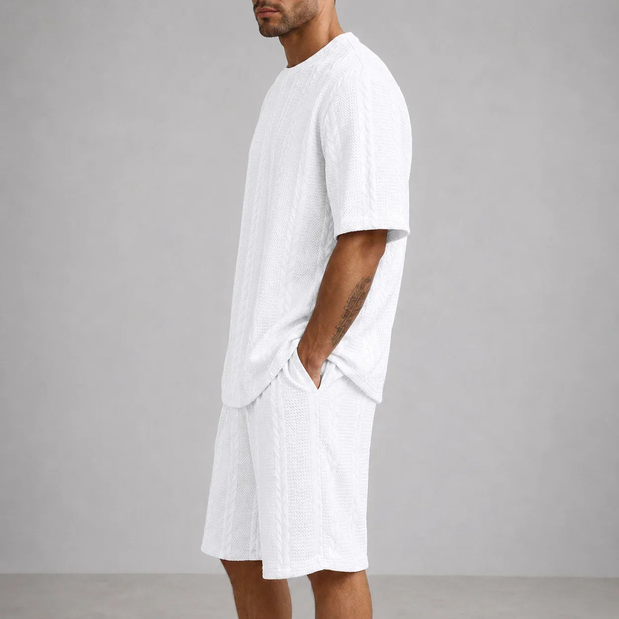 Men’s Short Sleeve Shirt and Shorts Set Casual Relaxed Fit Lounge Outfit