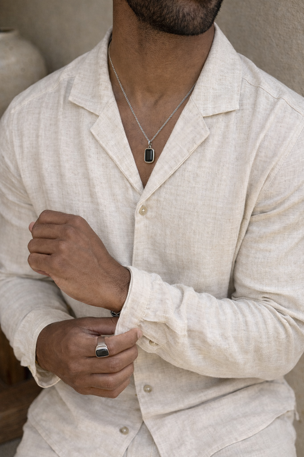 Lucca Men’s Linen Beige Two-Piece Set – Lightweight Shirt & Pants Summer Outfit