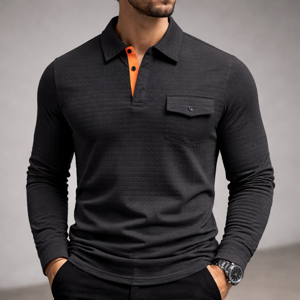 Maverick Cotton Men Polo Long Sleeve Shirt