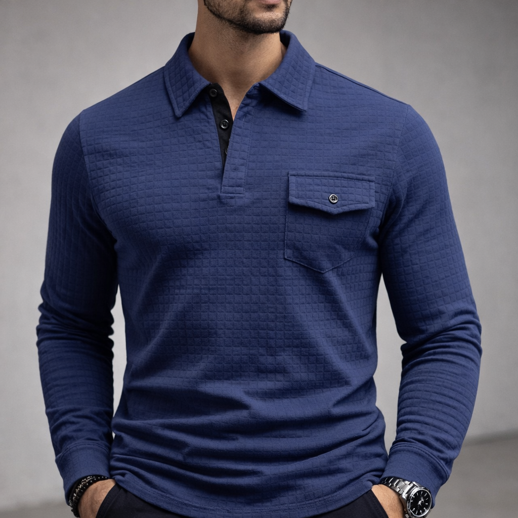 Maverick Cotton Men Polo Long Sleeve Shirt