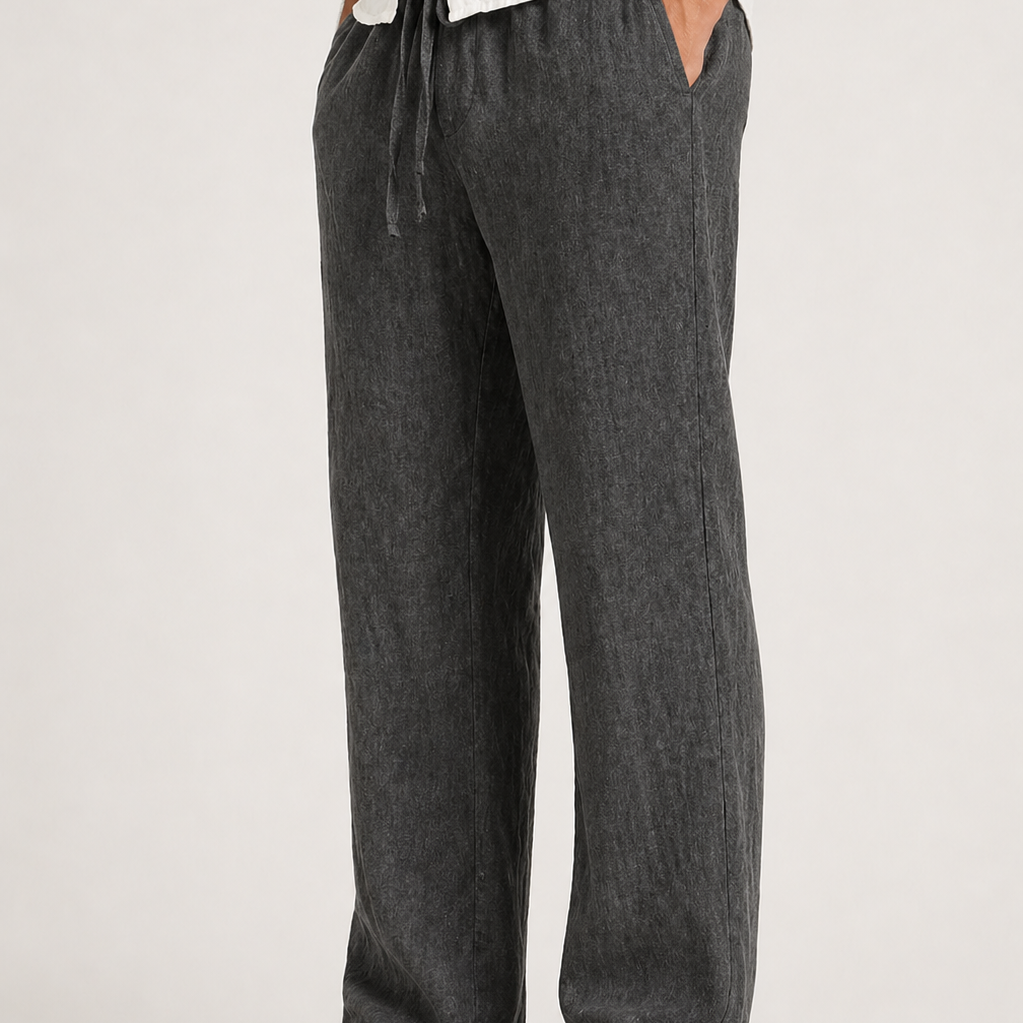 Men’s Drawstring Trousers Relaxed Fit Wide Leg Casual Pants