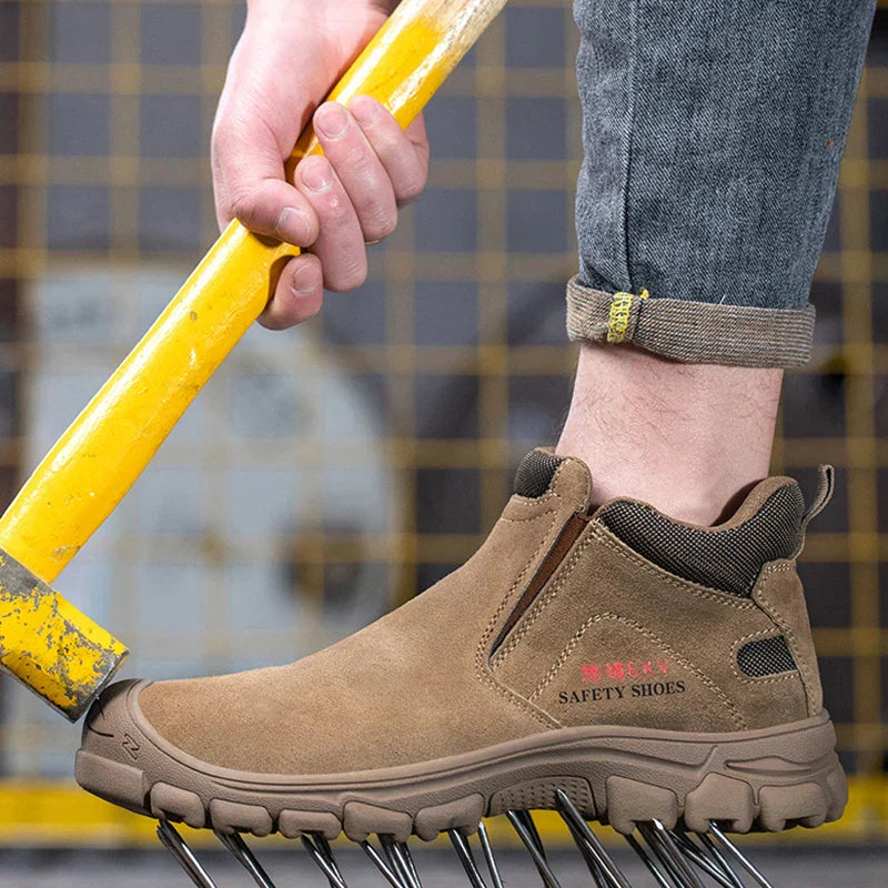 Men's Steel Toe Safety Shoes Leather Breathable Non-Slip 6KV Insulation Work Boots