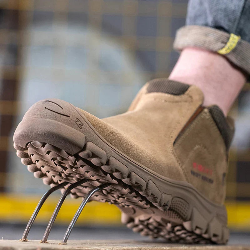 Men's Steel Toe Safety Shoes Leather Breathable Non-Slip 6KV Insulation Work Boots