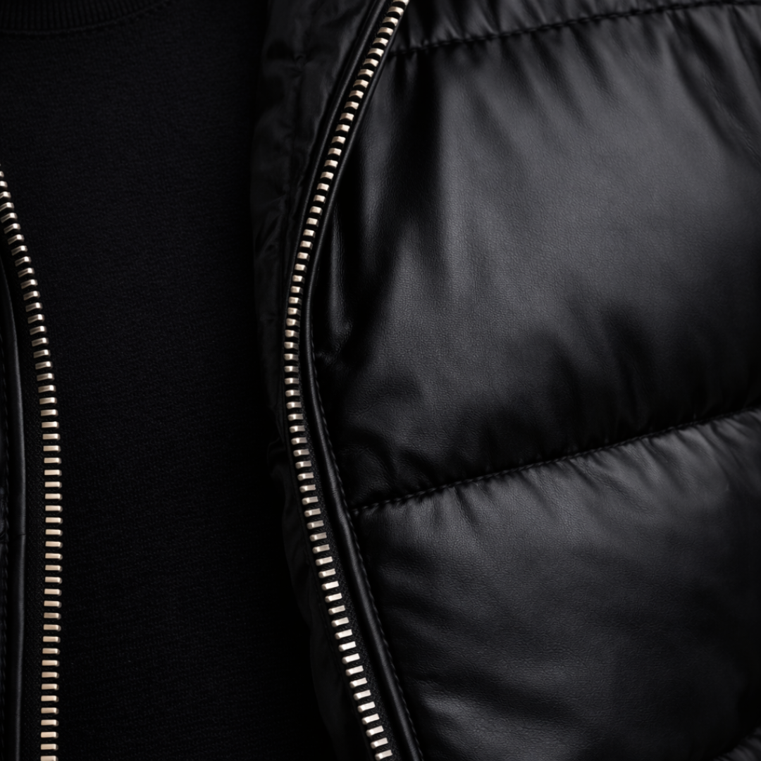 Christian Glossy Black Puffer Jacket Fur Collar | Men’s Insulated Winter Jacket