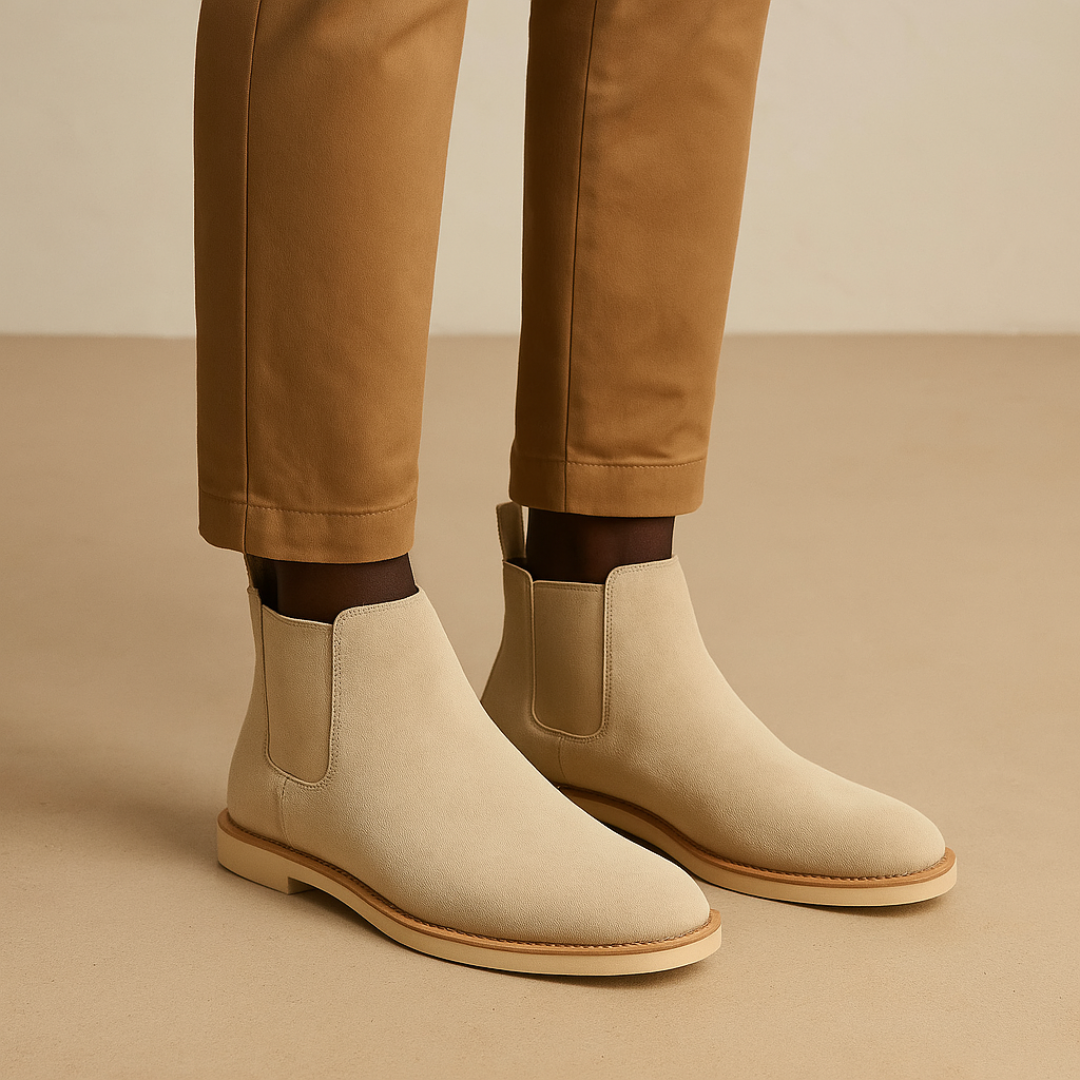 Classic Suede Chelsea Boots for Men – Black Slip-On Boots with Elastic Sides for All-Season Versatility - Solorfit
