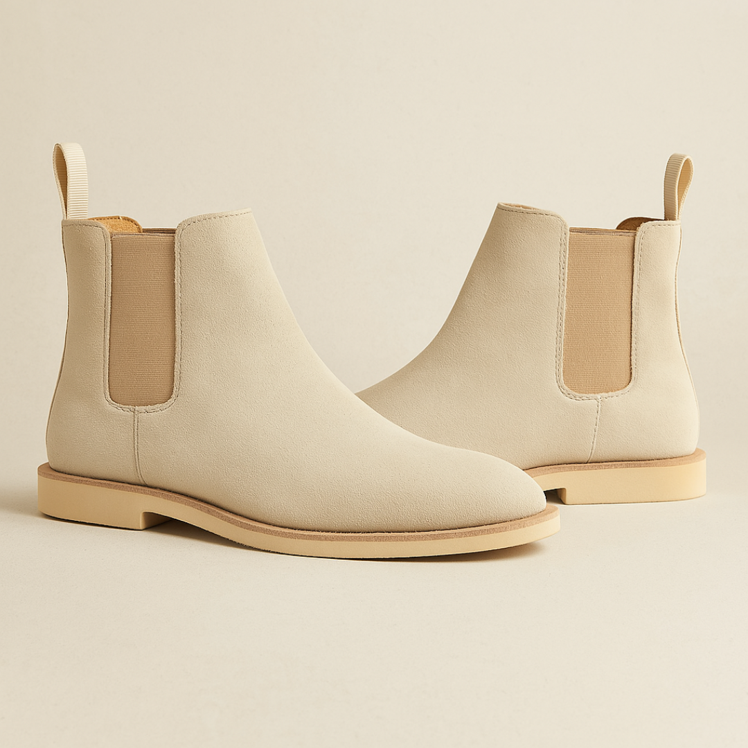 Classic Suede Chelsea Boots for Men – Black Slip-On Boots with Elastic Sides for All-Season Versatility - Solorfit