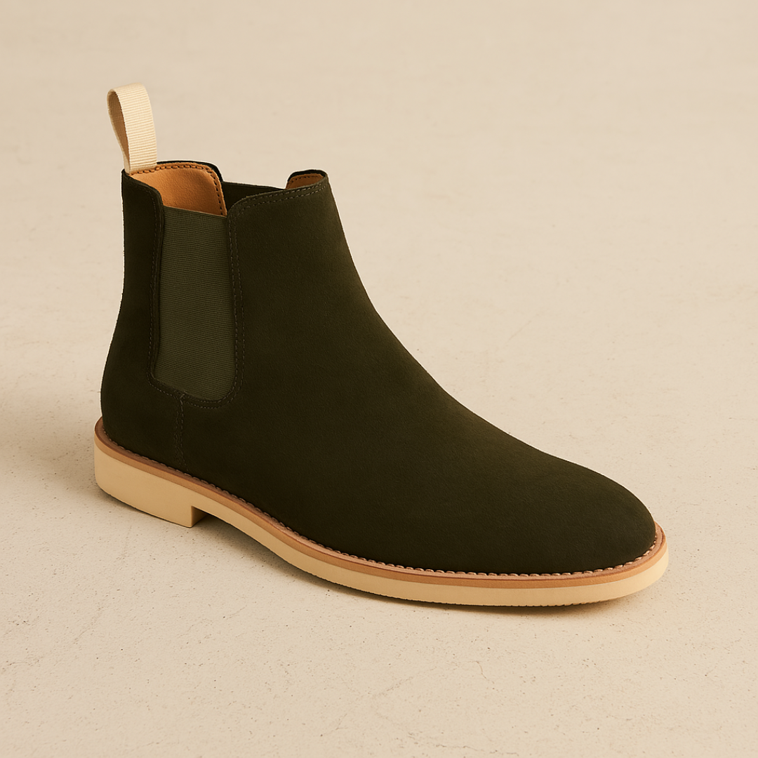 Classic Suede Chelsea Boots for Men – Black Slip-On Boots with Elastic Sides for All-Season Versatility - Solorfit