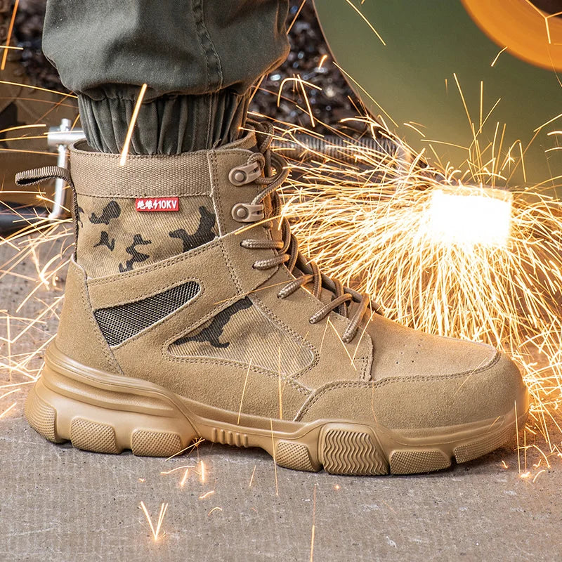 Men’s Steel Toe Safety Boots Puncture Resistant Slip Resistant Work Boots