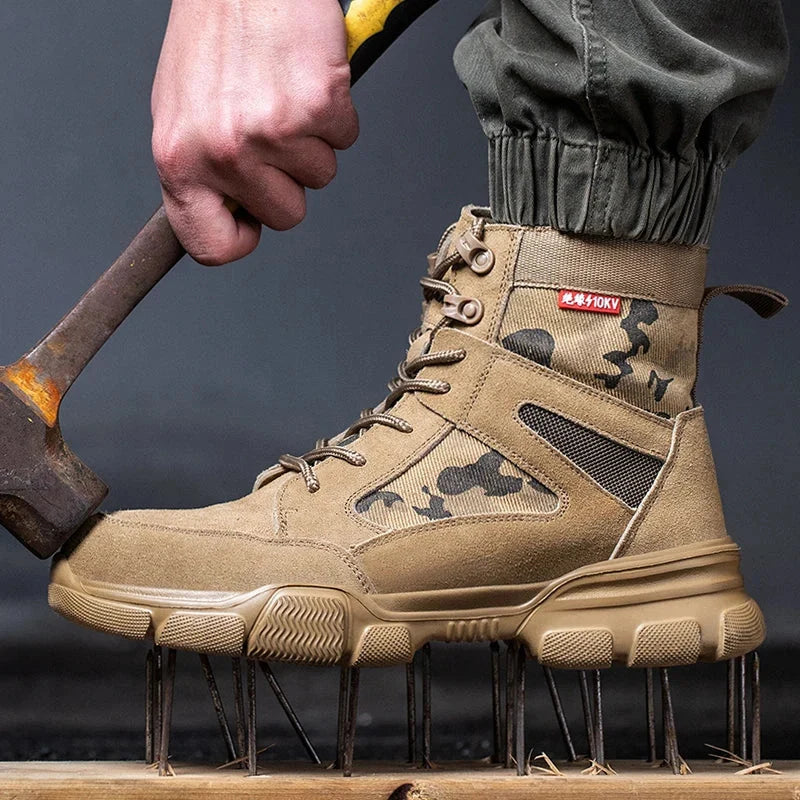 Men’s Steel Toe Safety Boots Puncture Resistant Slip Resistant Work Boots