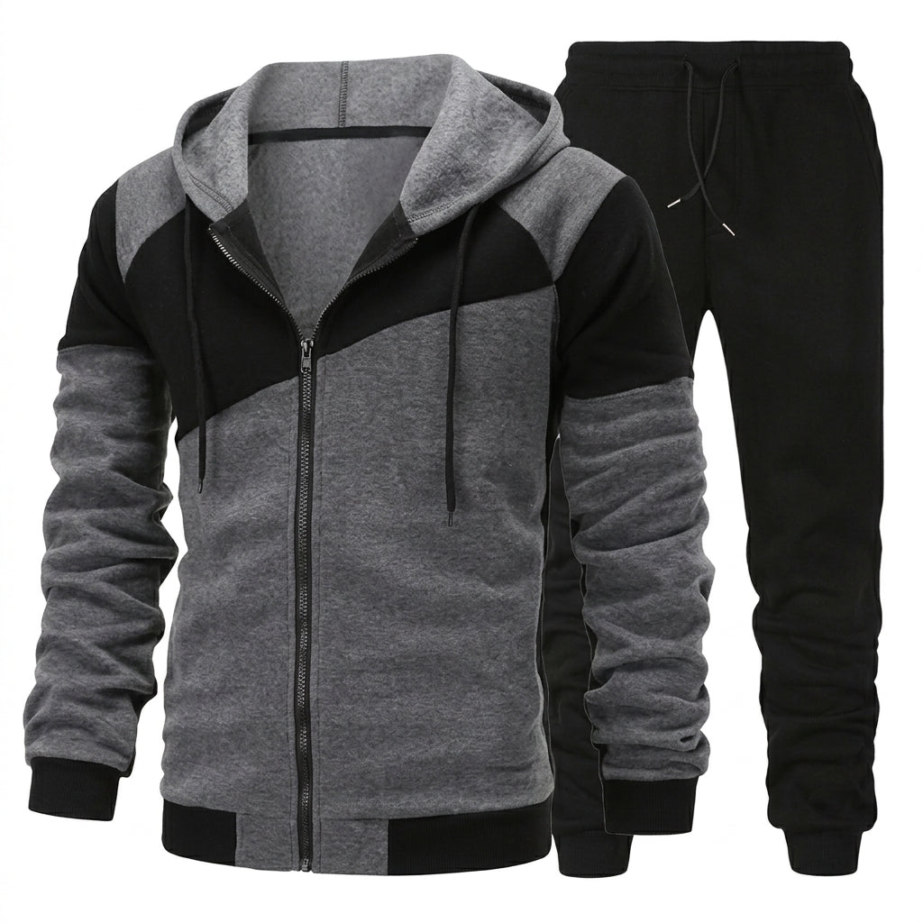 Men’s Hoodie Tracksuit Set Casual Zip Up Jacket Jogger Pants