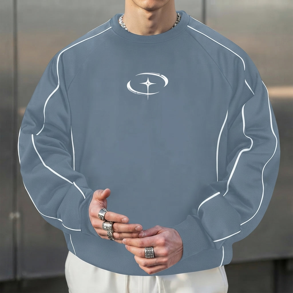 Men’s Crew Neck Sweatshirt Casual Pullover Long Sleeve Top