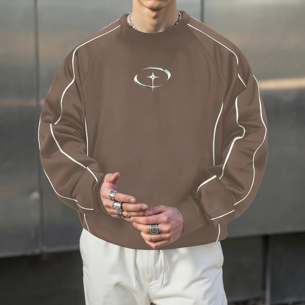 Men’s Crew Neck Sweatshirt Casual Pullover Long Sleeve Top
