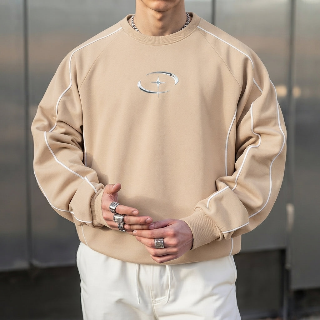 Men’s Crew Neck Sweatshirt Casual Pullover Long Sleeve Top