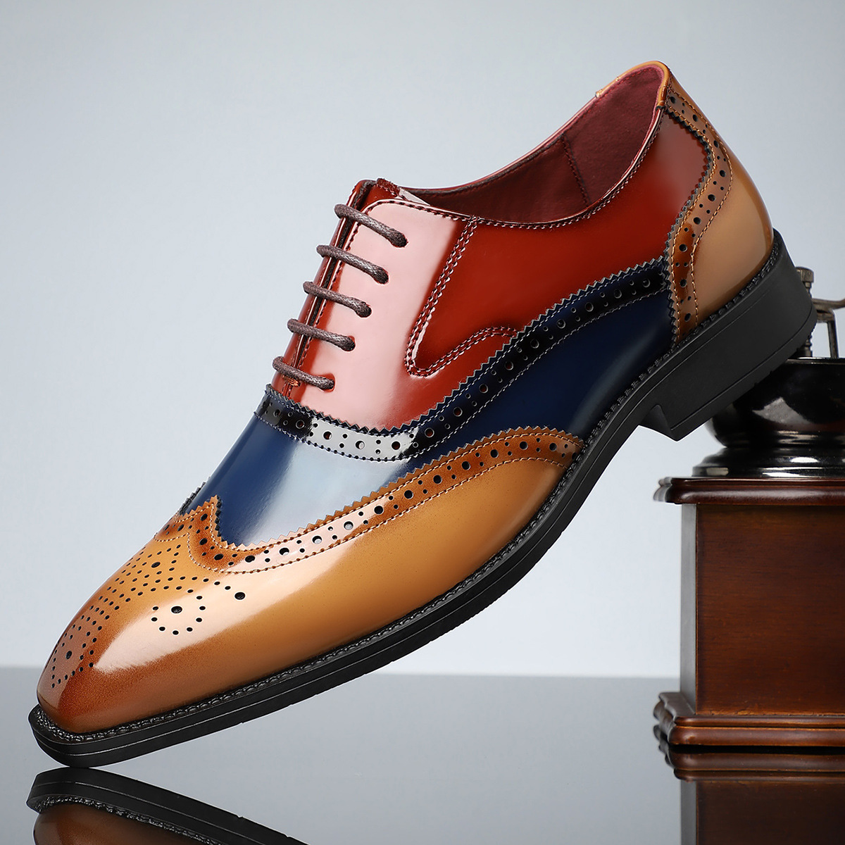 Men’s Dress Shoes – High-Shine Patent Leather, Classic Wingtip Brogue - Solorfit