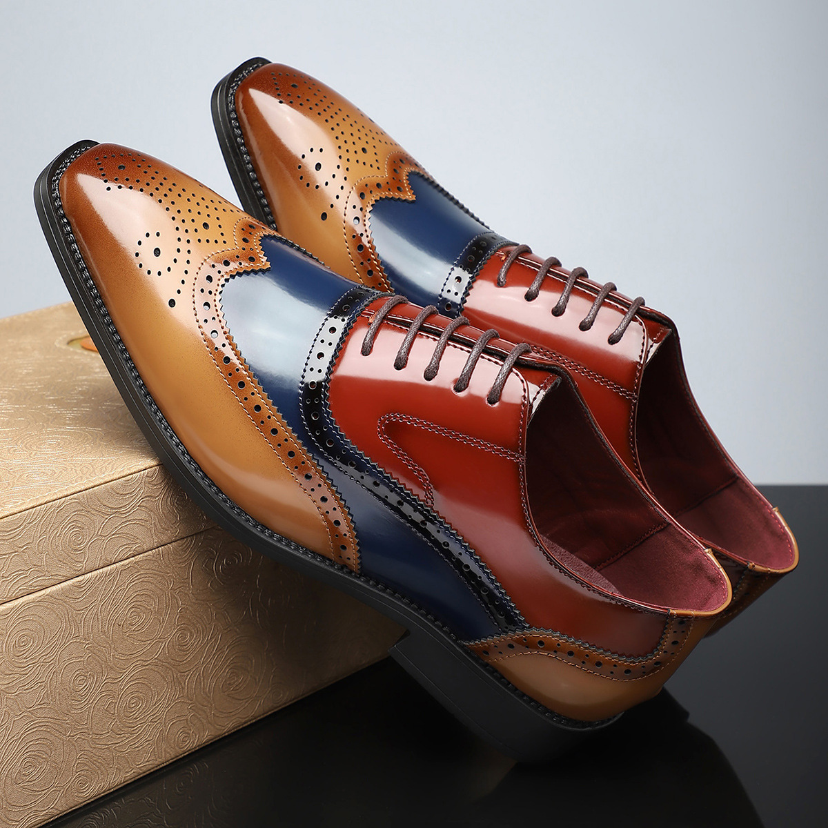 Men’s Dress Shoes – High-Shine Patent Leather, Classic Wingtip Brogue - Solorfit