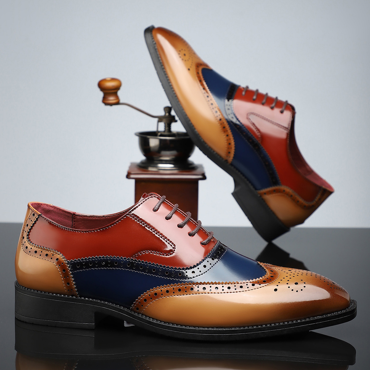Men’s Dress Shoes – High-Shine Patent Leather, Classic Wingtip Brogue - Solorfit