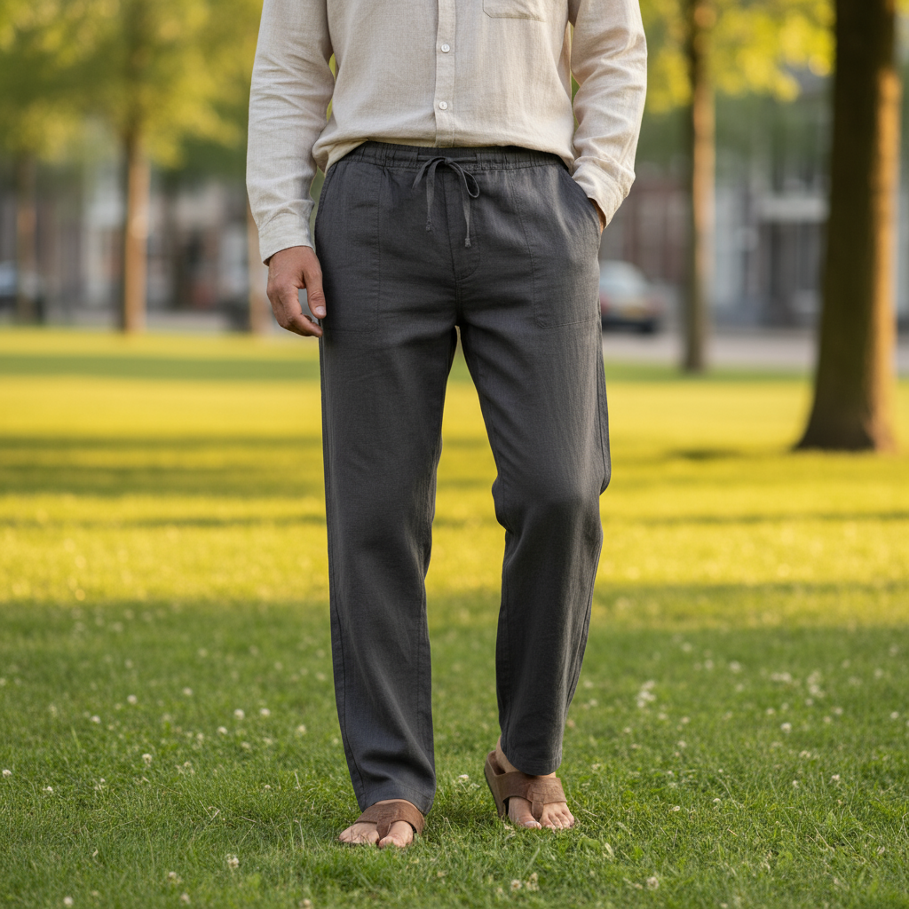 Men’s Straight Leg Trousers Elastic Waist Casual Comfort Pants