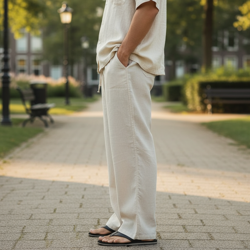 Men’s Straight Leg Trousers Elastic Waist Casual Comfort Pants
