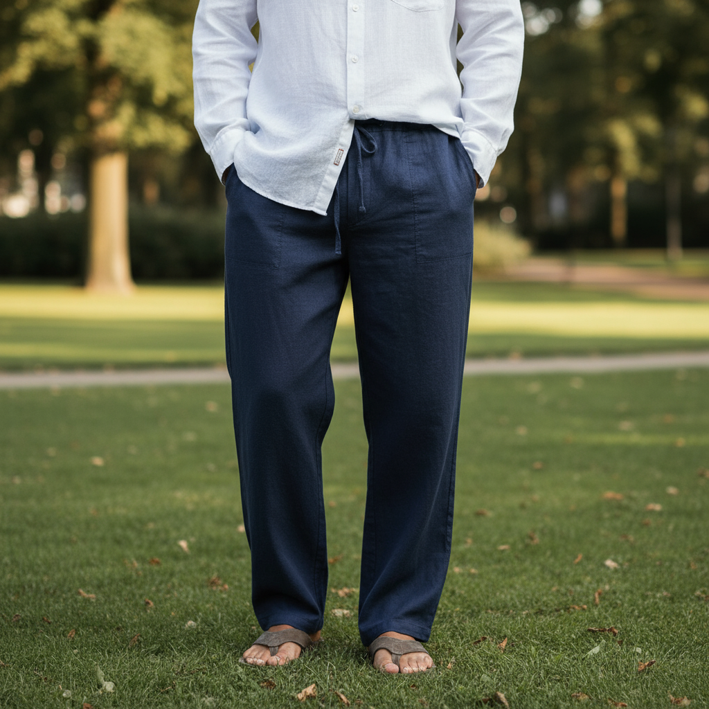 Men’s Straight Leg Trousers Elastic Waist Casual Comfort Pants