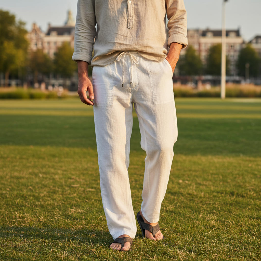 Men’s Straight Leg Trousers Elastic Waist Casual Comfort Pants