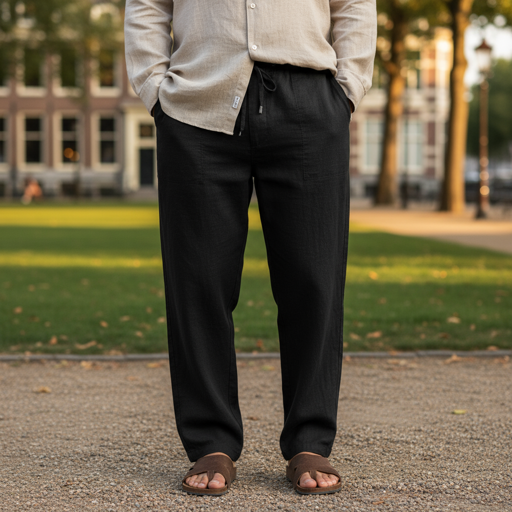 Men’s Straight Leg Trousers Elastic Waist Casual Comfort Pants