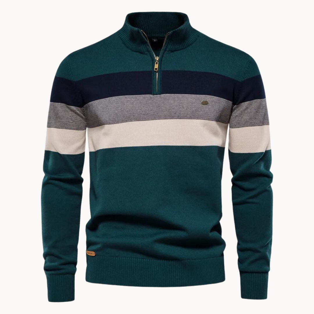 Men’s Quarter-Zip Sweater – Classic Knitted Sweater with Zipper Collar - Solorfit