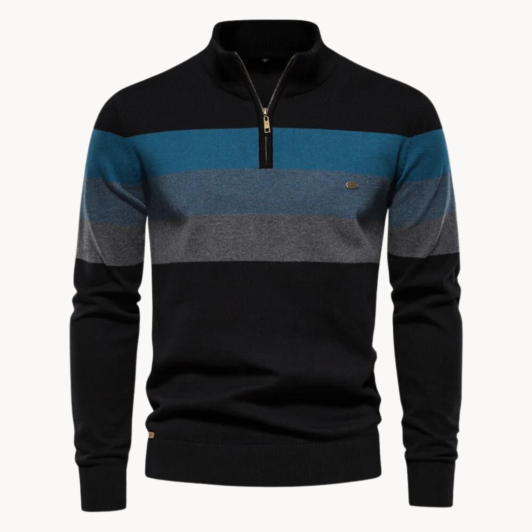 Men’s Quarter-Zip Sweater – Classic Knitted Sweater with Zipper Collar - Solorfit