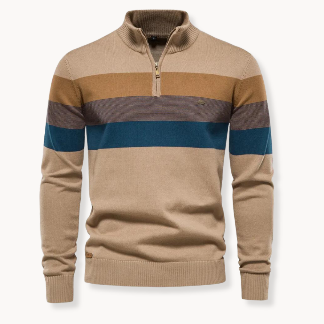 Men’s Quarter-Zip Sweater – Classic Knitted Sweater with Zipper Collar - Solorfit