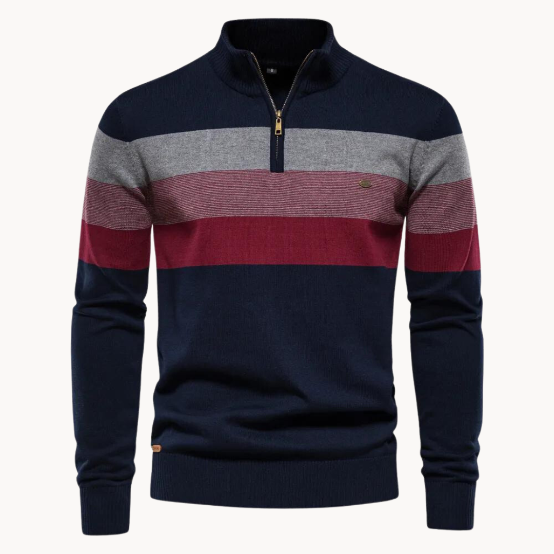 Men’s Quarter-Zip Sweater – Classic Knitted Sweater with Zipper Collar - Solorfit