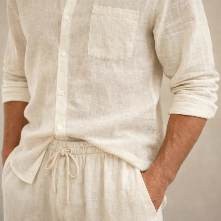 Men’s Casual Shirt and Pants Set Long Sleeve Relaxed Fit Lounge Outfit