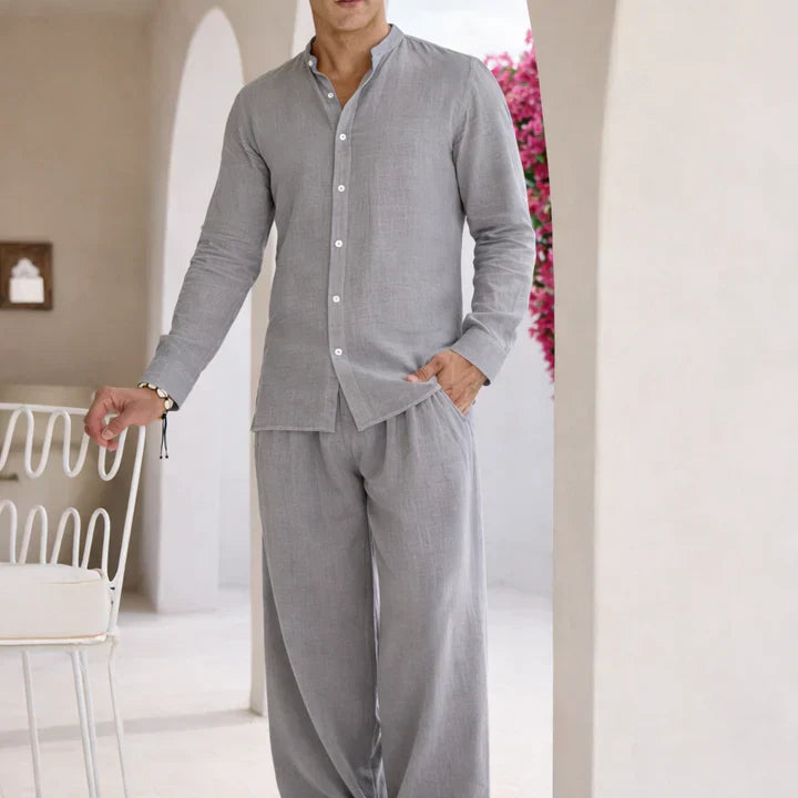 Men’s Casual Shirt and Pants Set Long Sleeve Relaxed Fit Lounge Outfit