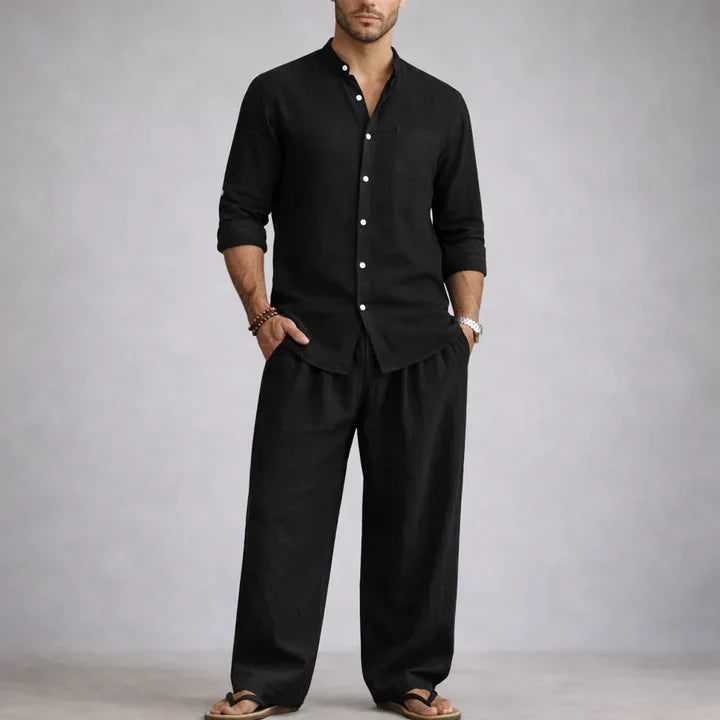 Men’s Casual Shirt and Pants Set Long Sleeve Relaxed Fit Lounge Outfit