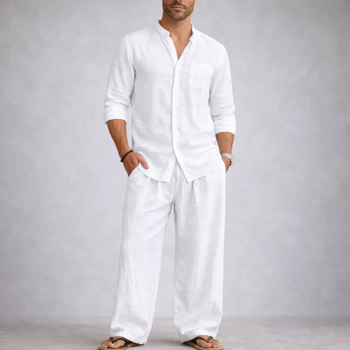 Men’s Casual Shirt and Pants Set Long Sleeve Relaxed Fit Lounge Outfit