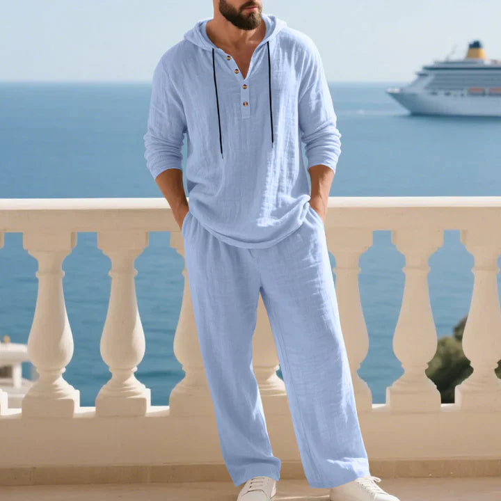 Men’s Casual Shirt and Pants Set Long Sleeve Relaxed Fit Lounge Outfit