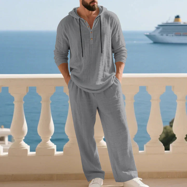 Men’s Casual Shirt and Pants Set Long Sleeve Relaxed Fit Lounge Outfit