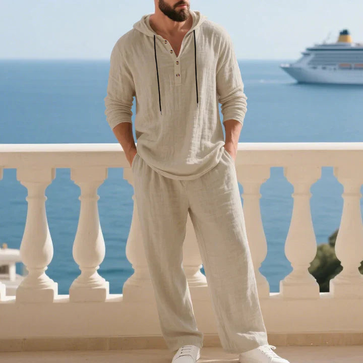 Men’s Casual Shirt and Pants Set Long Sleeve Relaxed Fit Lounge Outfit