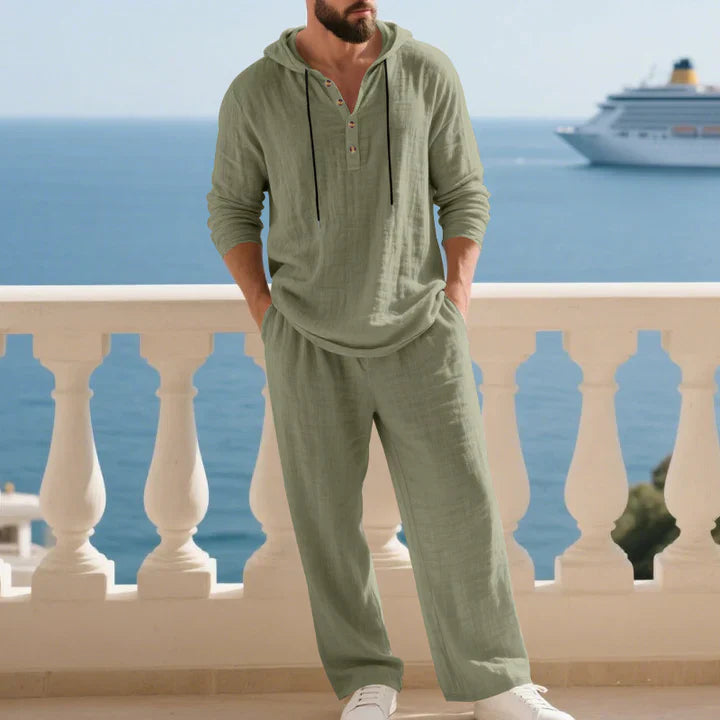 Men’s Casual Shirt and Pants Set Long Sleeve Relaxed Fit Lounge Outfit