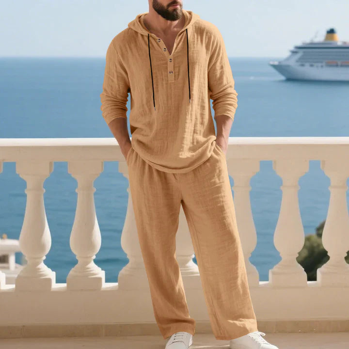 Men’s Casual Shirt and Pants Set Long Sleeve Relaxed Fit Lounge Outfit