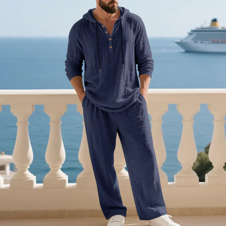 Men’s Casual Shirt and Pants Set Long Sleeve Relaxed Fit Lounge Outfit