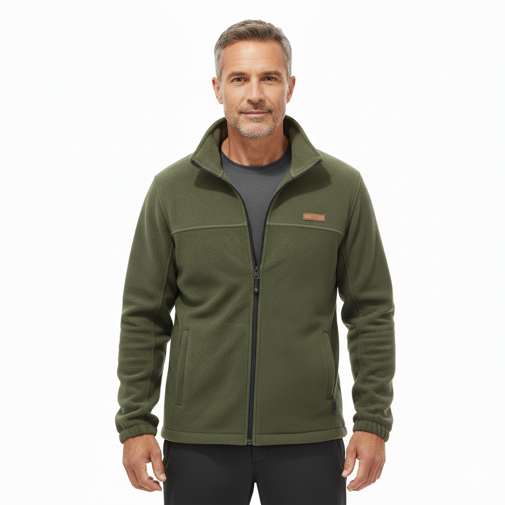 Men’s Full Zip Jacket Casual Stand Collar Long Sleeve Outdoor Jacket