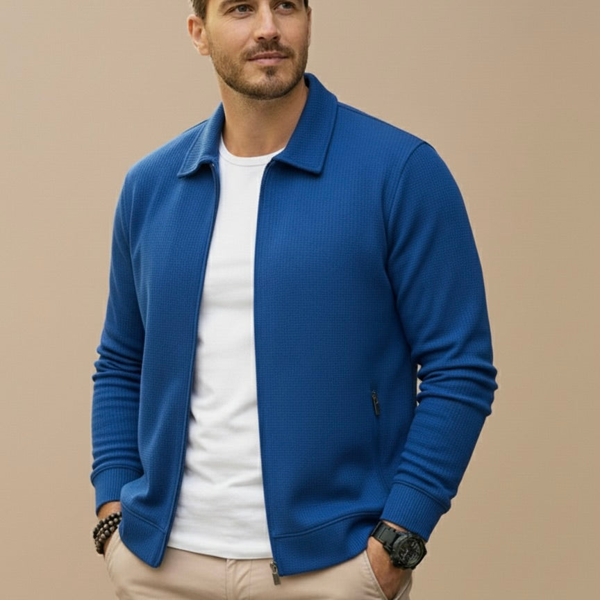 Men's Autumn Zip-Up Knitted Cardigan with Lightweight Design