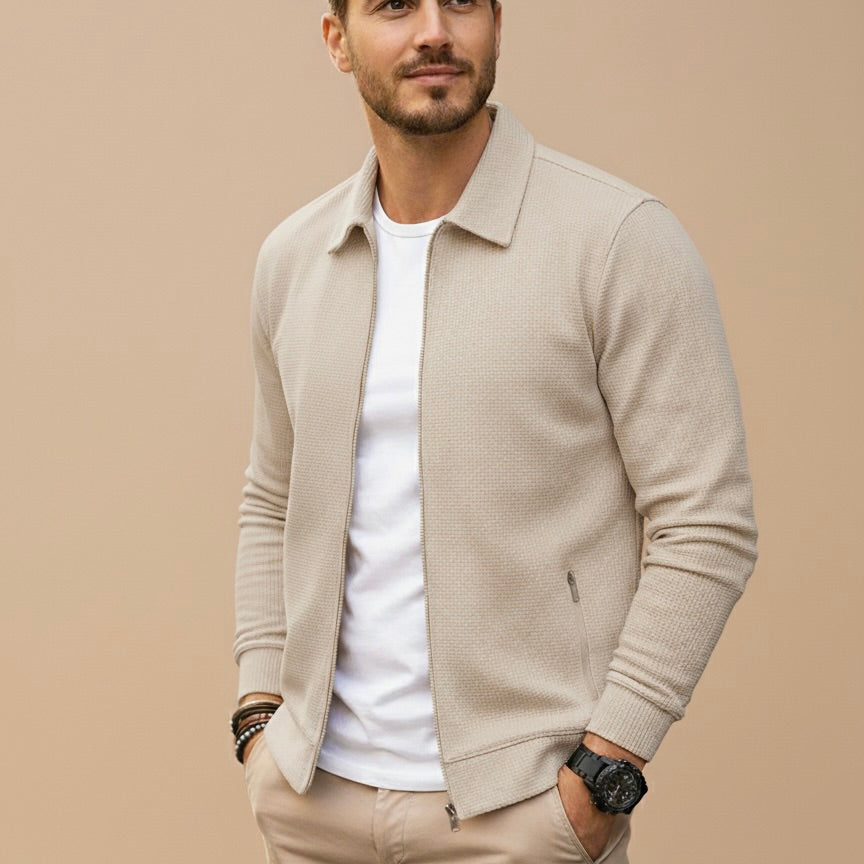Men’s Zip Up Knit Jacket Casual Lightweight Long Sleeve Cardigan