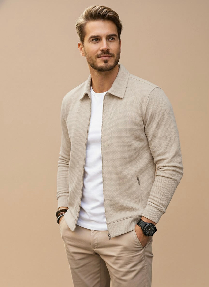 Men’s Zip Up Knit Jacket Casual Lightweight Long Sleeve Cardigan
