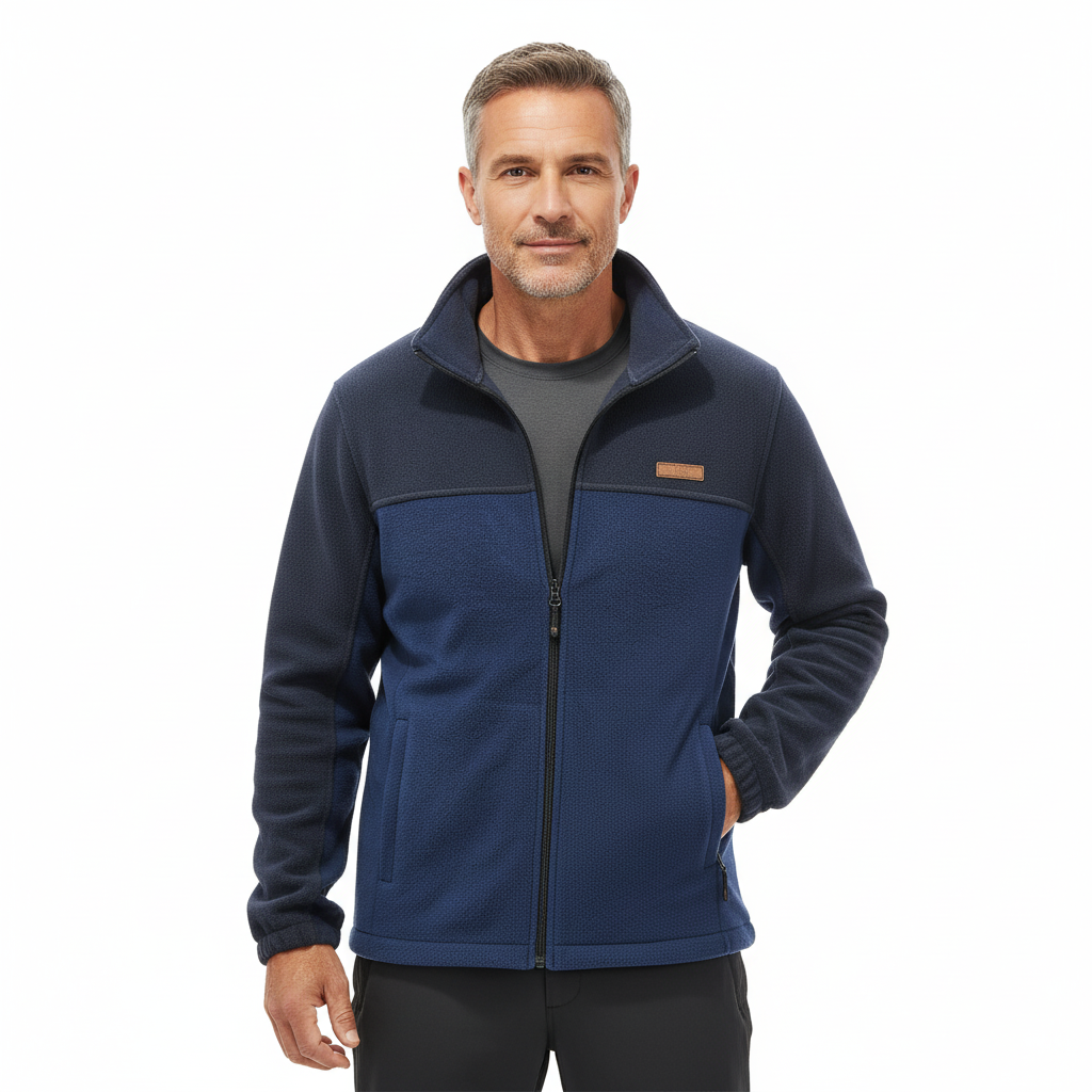 Men’s Full Zip Jacket Casual Stand Collar Long Sleeve Outdoor Jacket